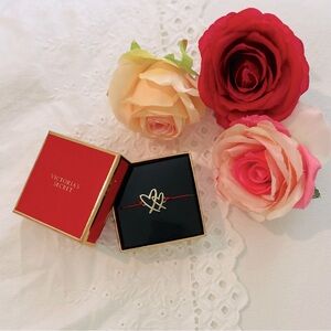 Dainty Gold Cross Hearts Red Sliding Bracelet Victoria's Secret W/ Red Box NWT